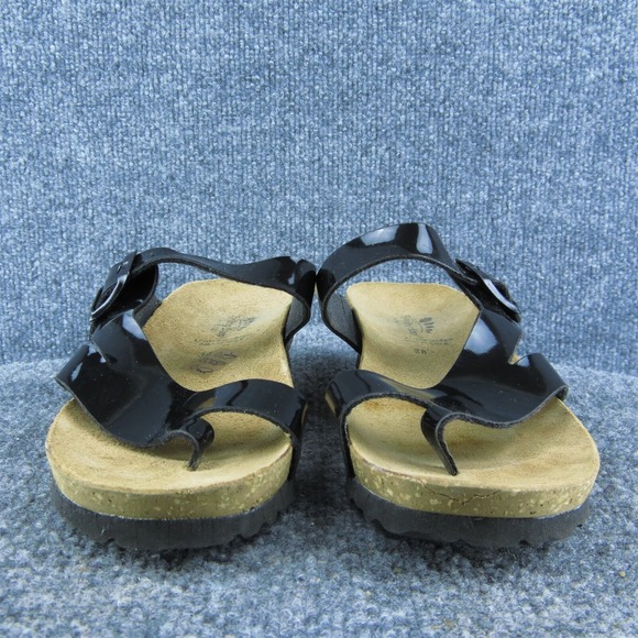 Spring Step Women Flip Flop Sandal Shoes Black Patent Leather Size 38 Medium - Picture 2 of 9